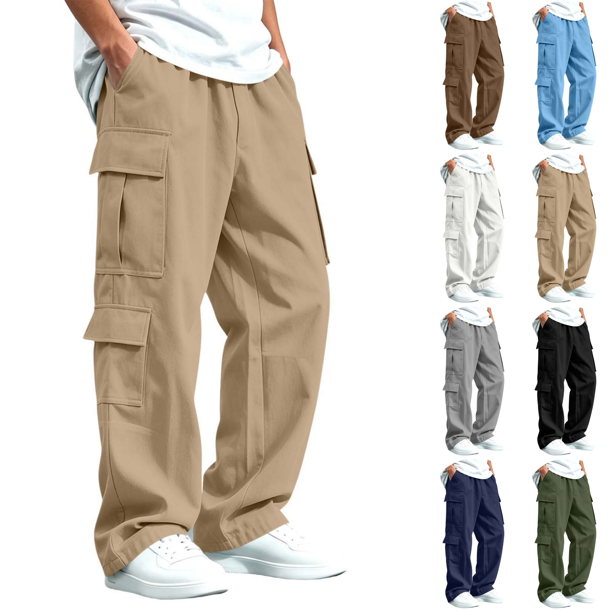 Sentuca Boys Cargo Pants Baggy Elastic Waist Hiking Pant With Pockets 