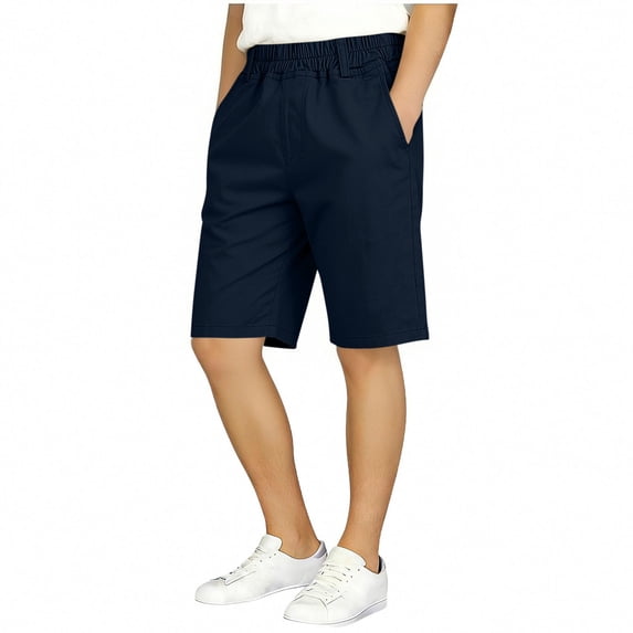 Sentuca Boys Casual Shorts - School Uniform Solid Color Shorts with Pockets Summer Clothes