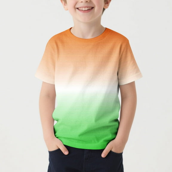 Sentuca Boys Clothes Short Sleeve Graphic Tees Summer Crew Neck Gradient T Shirts for Kids Size 9