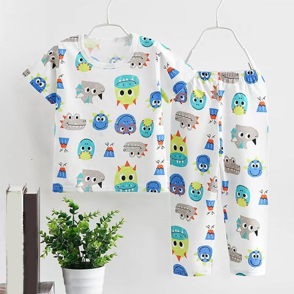 Sentuca Boys Clothes Size 10 Years Summer Short Sleeve Graphic T Shirts and Pants Outfit Sets Casual Loungewear Kids Clothes