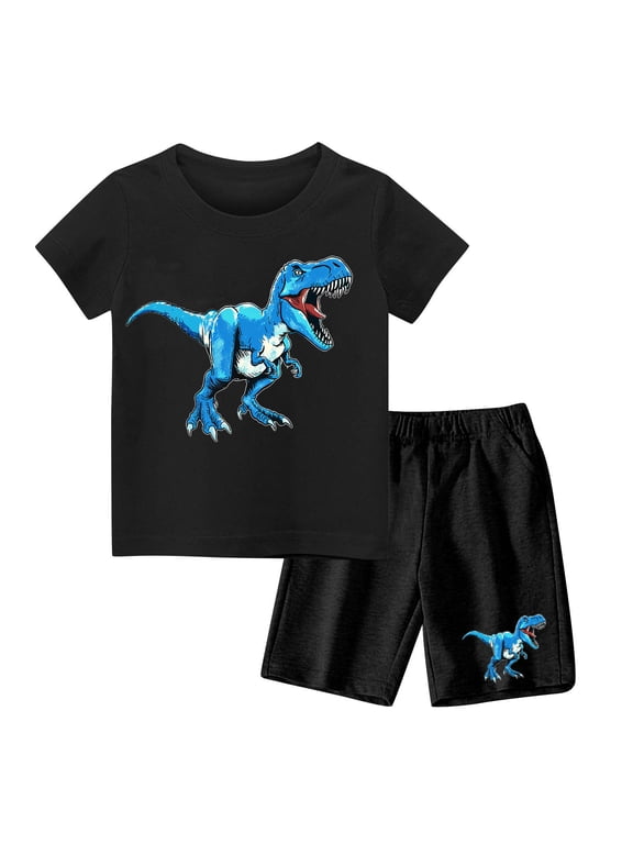 Boys Clothes Size 5 Years Casual Dinosaur Graphic T Shirts and Shorts Outfit Sets Loungewear for Kids Clothes