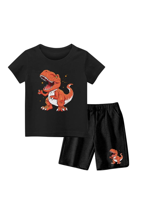 Boys Clothes Size 5 Years Casual Dinosaur Graphic T Shirts and Shorts Outfit Sets Loungewear for Kids Clothes