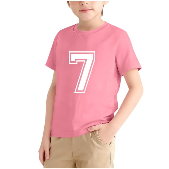 Sentuca Boys Girls T Shirts Short Sleeve Crewneck Pullover Shirts 7 Graphic Tees for Kids Clothes Size 5 Years
