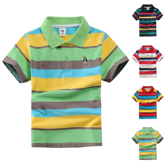 Sentuca Boys Graphic Tees Cotton Short Sleeve Button Lapel T Shirts for Casual Kids Clothes Size 12