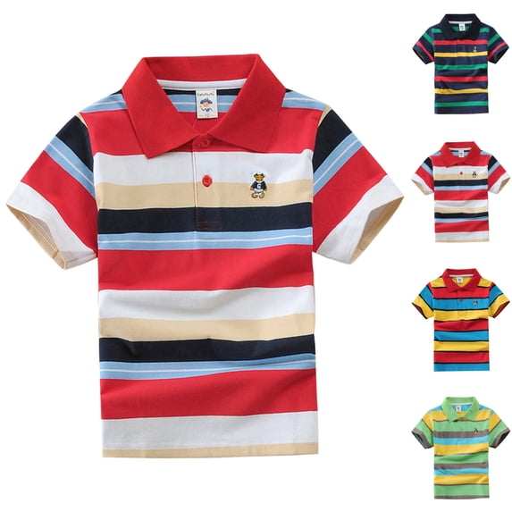 Sentuca Boys Graphic Tees Cotton Short Sleeve Button Lapel T Shirts for Casual Toddler Clothes Size 4
