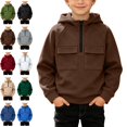 thumbnail image 1 of Sentuca Boys Hoodies Half Zip Fleece Pullover Sweatshirts with Pockets Long Sleeve Fall Winter Warm Sports Kids Tops Size 10Y, 1 of 8