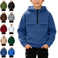 thumbnail image 1 of Sentuca Boys Hoodies Half Zip Fleece Pullover Sweatshirts with Pockets Long Sleeve Fall Winter Warm Sports Kids Tops Size 4Y, 1 of 8