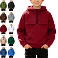 thumbnail image 1 of Sentuca Boys Hoodies Half Zip Fleece Pullover Sweatshirts with Pockets Long Sleeve Fall Winter Warm Sports Tween Tops Size 12Y, 1 of 8