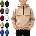 thumbnail image 1 of Sentuca Boys Hoodies Half Zip Fleece Pullover Sweatshirts with Pockets Long Sleeve Fall Winter Warm Sports Tween Tops Size 12Y, 1 of 8
