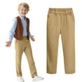 thumbnail image 1 of Sentuca Boys School Uniform Pants Elastic Waist Slim Straigh Leg Pants with Pockets Kids Clothes for Casual,, 1 of 7