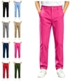 thumbnail image 1 of Sentuca Boys School Uniform Pants, Straight Chino Pants with Pockets Classic Flat Front Casual Back to School Kids Trousers Size 9-10Y Black, 1 of 8