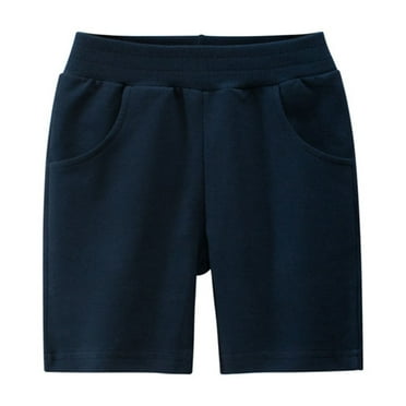 Sentuca Boys Shorts Size 6, Cotton Solid Color Casual Shorts Elastic Waist with Pockets for Summer Kids Girls Clothes