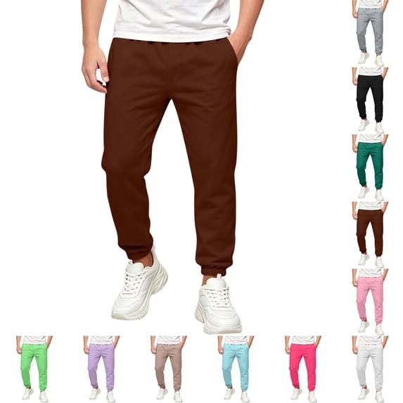 Sentuca Boys Sweatpants, Elastic Bottom Solid Color Jogger Pants with Pockets Sports Sweatpants Fleece Winter Kids Clothes Size 5-6Y