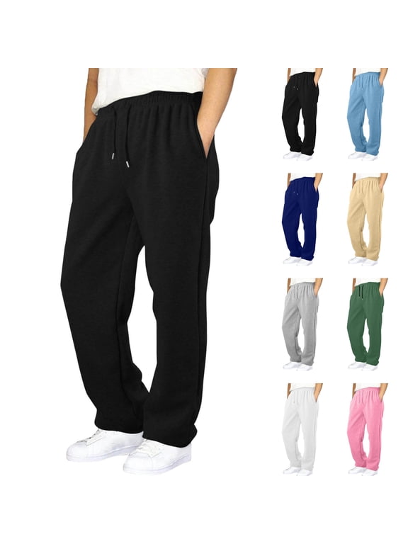 Boys Sweatpants Size 7 Years, Sports Sweat Pants with Pockets Solid Color Casual Joggers Girls Sweatpants Open Bottom for Kids Clothes