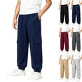 thumbnail image 1 of Sentuca Boys Sweatpants, Soft Cotton Elastic Waist Jogger Cargo Pants with Pockets Casual Sports Fashion Kids Trouser Size 3-4Y, 1 of 8