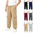 thumbnail image 1 of Sentuca Boys Sweatpants, Soft Cotton Elastic Waist Jogger Cargo Pants with Pockets Casual Sports Fashion Kids Trouser Size 3-4Y, 1 of 8