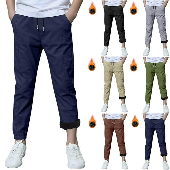 Sentuca Boys Sweatpants Fleece Liner Warm Sports Pants Elastic Waist Joggers Sweatpants with Pockets for Kids Clothes Size 8 Years