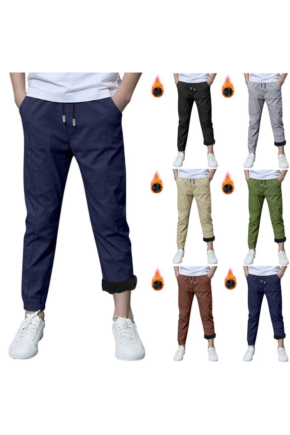 Boys Sweatpants Fleece Liner Warm Sports Pants Elastic Waist Joggers Sweatpants with Pockets for Kids Clothes Size 8 Years