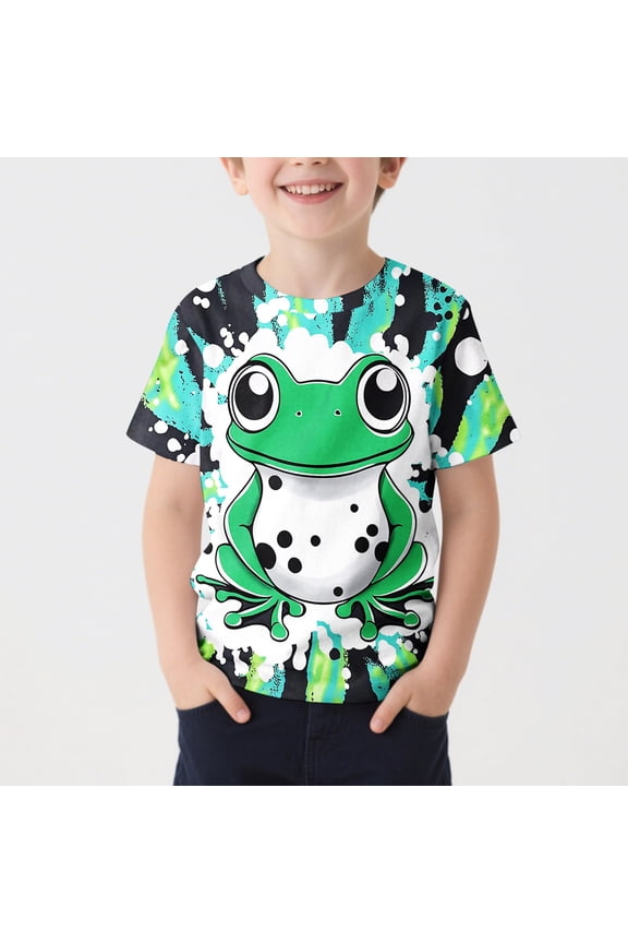 Boys T Shirts, Lightweight Short Sleeve Graphic Tees, Fun Casual Summer Outfits for Kids Size 5
