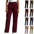 thumbnail image 1 of Sentuca Cargo Pants for Women with Pockets Elastic Waist Button Pants Solid Color Sports Hiking Travel Trousers Wine S, 1 of 8