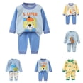 thumbnail image 1 of Sentuca Girls Boys Outfit Sets Size 7Y Print Long Sleeve Print Tops and Pants Fall Winter Warm Cute Kids Two Piece Sets Dark Blue, 1 of 8