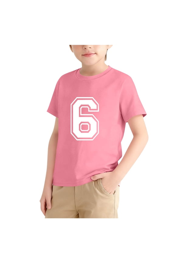 Girls Boys T Shirts Short Sleeve Crewneck Pullover Shirts 7 Graphic Tees for Kids Clothes Size 5 Years