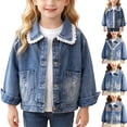 thumbnail image 1 of Sentuca Girls Denim Jackets Size 11Y Button Down Long Sleeve Cute Lace Jean Jackets with Pockets Fashion Solid Color Cute Tweens Coats, 1 of 9