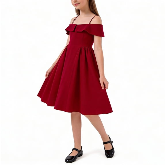 Sentuca Girls Dress Summer Kids Dance Party Dresses Sleeveless Midi Wedding Guest Size 8-9 Years
