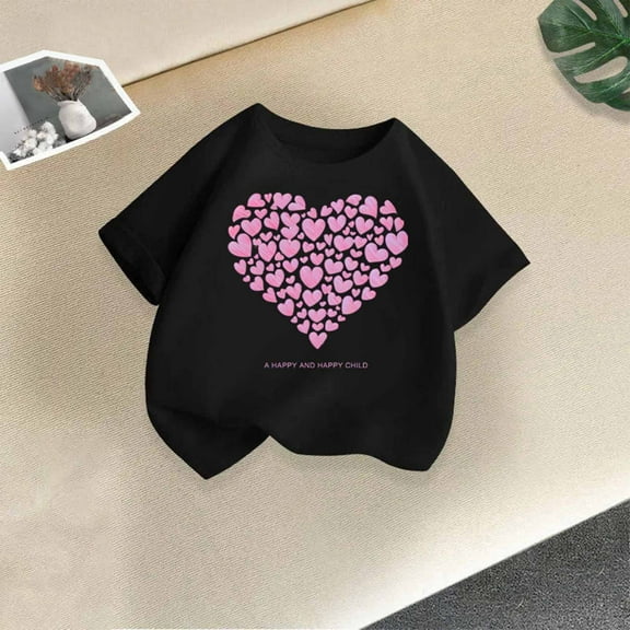 Sentuca Girls Holiday T Shirts, Flowy Short Sleeve Soft Feel Shirts, Casual Valentines Tees Size 10-11 Years