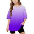 thumbnail image 1 of Sentuca Girls Shirts Casual Crew Neck Gradient Graphic Tees Short Sleeve Tops for Summer Kids Clothes Size 10, 1 of 7