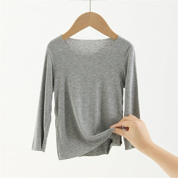 Sentuca Girls Shirts Crew Neck Pullover Tops Solid Color Long Sleeve Tops Soft Comfortable Loungewear for Kids Fall Clothes Size 5 Years