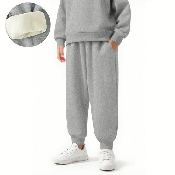 Sentuca Girls Sweatpants Elastic Bottom Thick Warm Fleece Pants Casual Sports Joggers Sweatpants with Pockets for Toddler Clothes