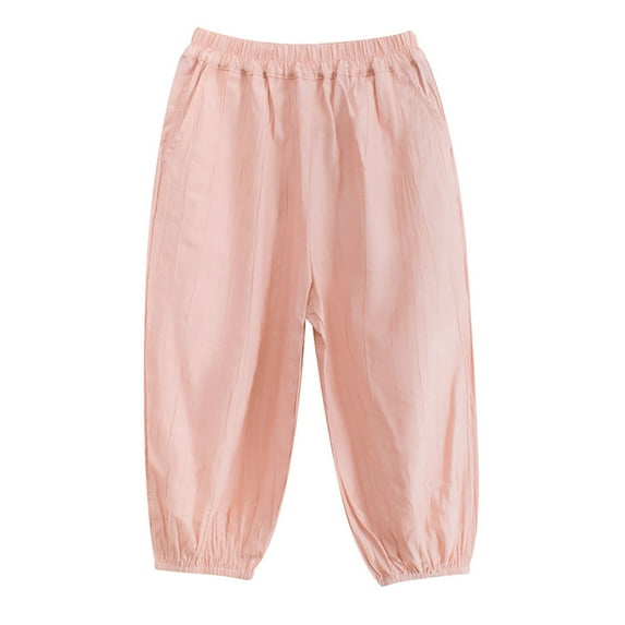 Sentuca Girls Sweatpants Elastic Waist Solid Color Casual Pants with Pockets Outdoor Sports Pants for Kids Clothes