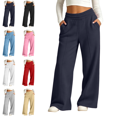thumbnail image 1 of Sentuca Girls Sweatpants Wide Leg Elastic Waist Casual Track Pants with Pockets Fleece Baggy Athletic Trousers for Kids Size 10-11Y Navy, 1 of 8