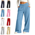 thumbnail image 1 of Sentuca Girls Sweatpants Wide Leg Elastic Waist Casual Track Pants with Pockets Fleece Baggy Athletic Trousers for Kids Size 10-11Y Sky Blue, 1 of 8