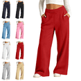 thumbnail image 1 of Sentuca Girls Sweatpants Wide Leg Elastic Waist Casual Track Pants with Pockets Fleece Baggy Athletic Trousers for Kids Size 5-6Y Red, 1 of 8
