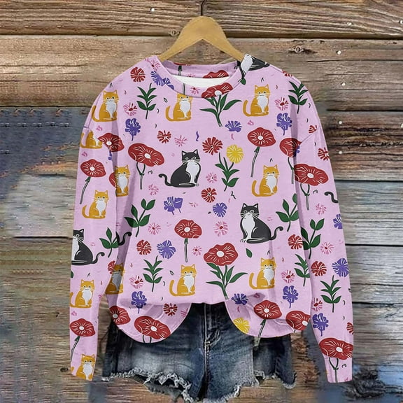 Sentuca Girls Sweatshirt Pullover Crew Neck Graphic Sweatshirts Long Sleeve Tops for Kids Fall Clothes Size 8