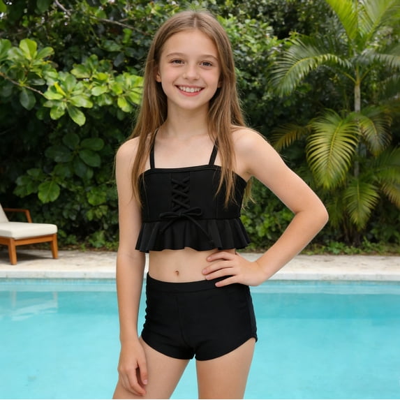 Sentuca Girls Swimsuit 2 Piece Bikini Set Tiered Ruffled Bathing Suit Two Piece Swimwear Summer Clothes