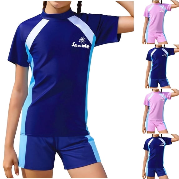 Sentuca Girls Swimsuit 2 Piece Conservative Beach Surfing Bathing Suit for Summer Swimwear 3-16Years