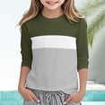 thumbnail image 1 of Sentuca Girls T Shirts 3/4 Sleeve Crewneck Pullover Shirts Stripe Block Graphic Tees for Kids Clothes Size 3-4 Years, 1 of 5