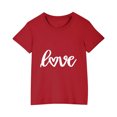 thumbnail image 1 of Sentuca Girls Valentines Day Crewneck Tees, Relaxed Short Sleeve Casual T Shirts, Sweet Snug Holiday Shirts Size 4 Years, 1 of 6