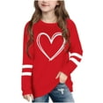 thumbnail image 1 of Sentuca Girls Valentines Day Crewneck Tees, Soft Long Sleeve Casual Shirts, Cool Relaxed Graphic Tees Size 7 Years, 1 of 5