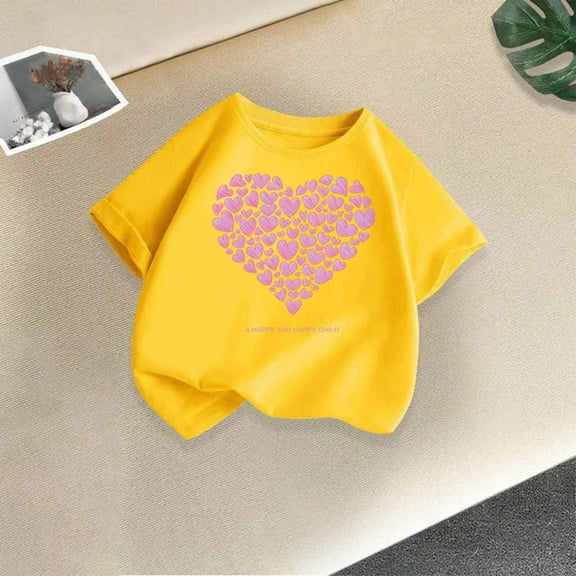 Sentuca Girls Valentines Day Graphic Tees, Sweet Short Sleeve Soft Crewneck Tees, Cute Casual Love Theme Shirts Size 10-11 Years