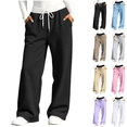 thumbnail image 1 of Sentuca Girls Wide Leg Sweatpants Drawstring Waist Color Block Pants with Pockets Baggy Straight Leg Track Tween Trousers Size 11-12Y Black, 1 of 8