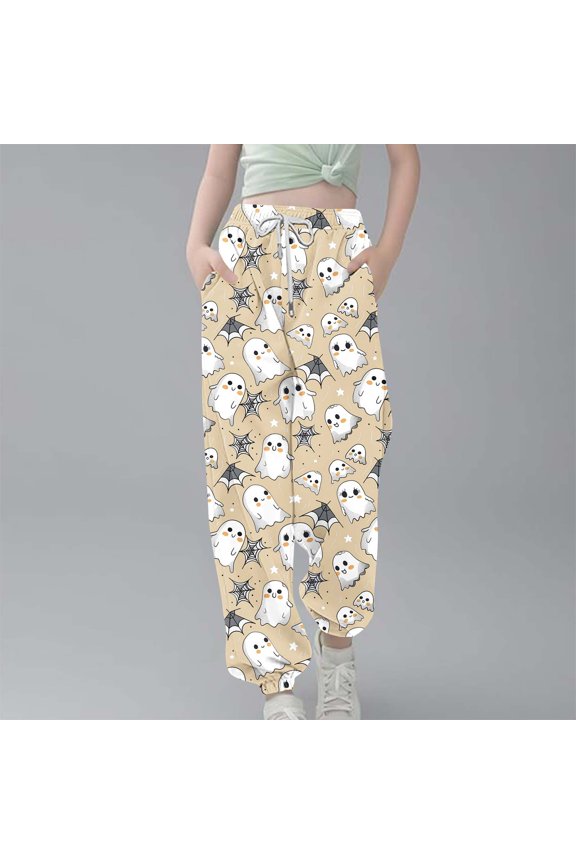 Halloween Clothes for Toddler Girls Sweatpants with Pockets Drawstring Sports Casual Workout Pants Elastic Waist