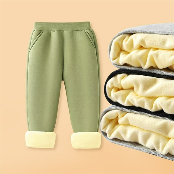 Sentuca Kids Clothes Girls Fleece Pants Cotton Thick Warm Sweat Pants Solid Color Casual Sweatpants for Fall Winter