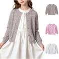 thumbnail image 1 of Sentuca Kids Girls Cardigan Sweaters Size 3-4Y Lightweight Long Sleeve Knitted Openwork Cardigan Casual Comfortable Sweater Coats Coffee, 1 of 7