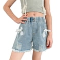 thumbnail image 1 of Sentuca Kids Girls Denim Shorts with Pockets Summer Casual Fashion Y2k Bermuda Jean Shorts Size 6-7 Years, 1 of 7