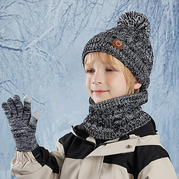 Sentuca Kids Hats for Girls Knit Beanies Warm Winter Hats Gloves and Scarves 3 Piece Outfit Sets