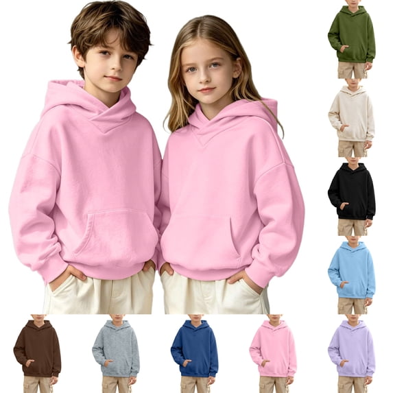 Sentuca Kids Hoodies for Gilrs Boys Fleece Long Sleeve Warm Sweatshirts with Pocket Fashion Solid Color High Neck Pullover Tops Size 9Y